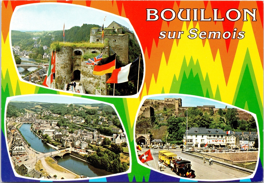 [Bouillon1587] Bouillon - "Bouillon sur Semois" - Drieluik met kasteel, stadspanorama en stadsplein langs de Semois