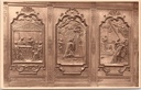 Saint-Hubert - "La Basilique. Dossiers des Stalles du côté Nord" - Koorgestoelte Noordzijde, 3 scènes uit het leven van Sint-Benedictus