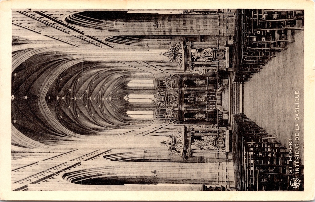 [saint-hubert1667] Saint-Hubert - "Intérieur de la Basilique" - Interieur van de Basiliek van Saint-Hubert, gotisch schip 16e eeuw