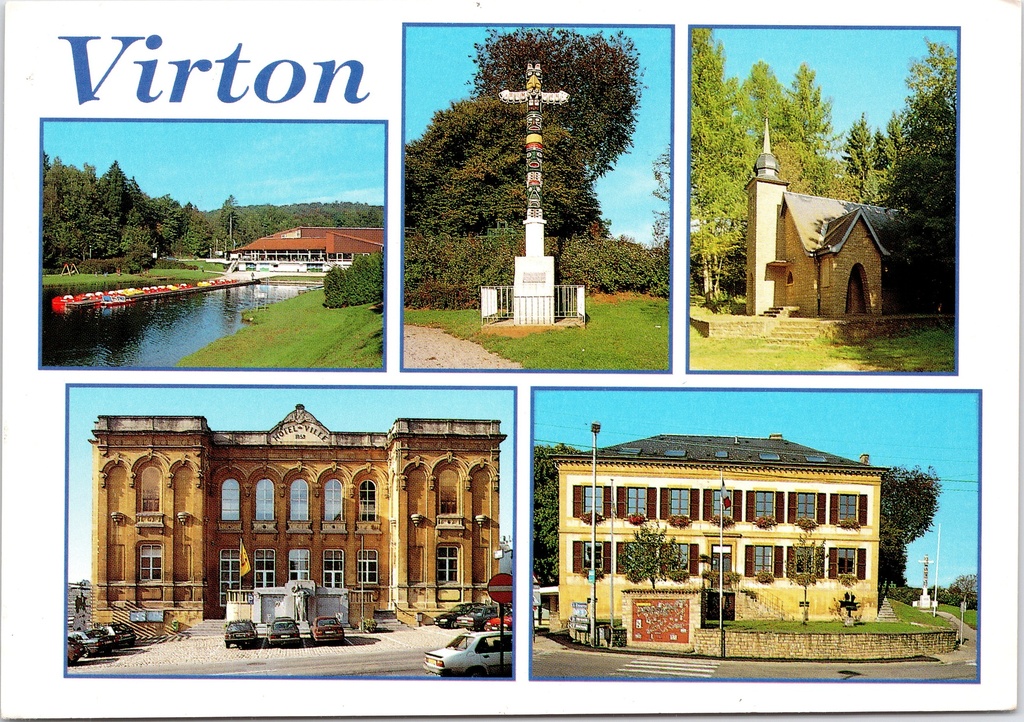 [A1681] Virton - "Virton" - Multizicht met stadhuis, kapel, totem en recreatiedomein