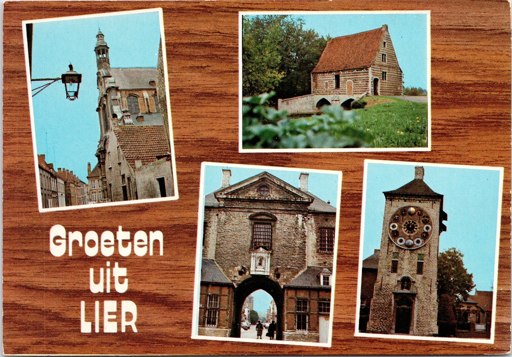 [A1727] Lier - "Groeten uit Lier" - Multiview met Sint-Gummaruskerk, watermolen, Corneliuspoort en Zimmertoren