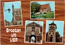 Lier - "Groeten uit Lier" - Multiview met Sint-Gummaruskerk, watermolen, Corneliuspoort en Zimmertoren