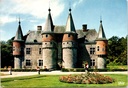 Yvoir - "Château Féodal (XIVe-XVIe s.) Façade Principale" - Middeleeuws feoдaal kasteel van Spontin, hoofdgevel