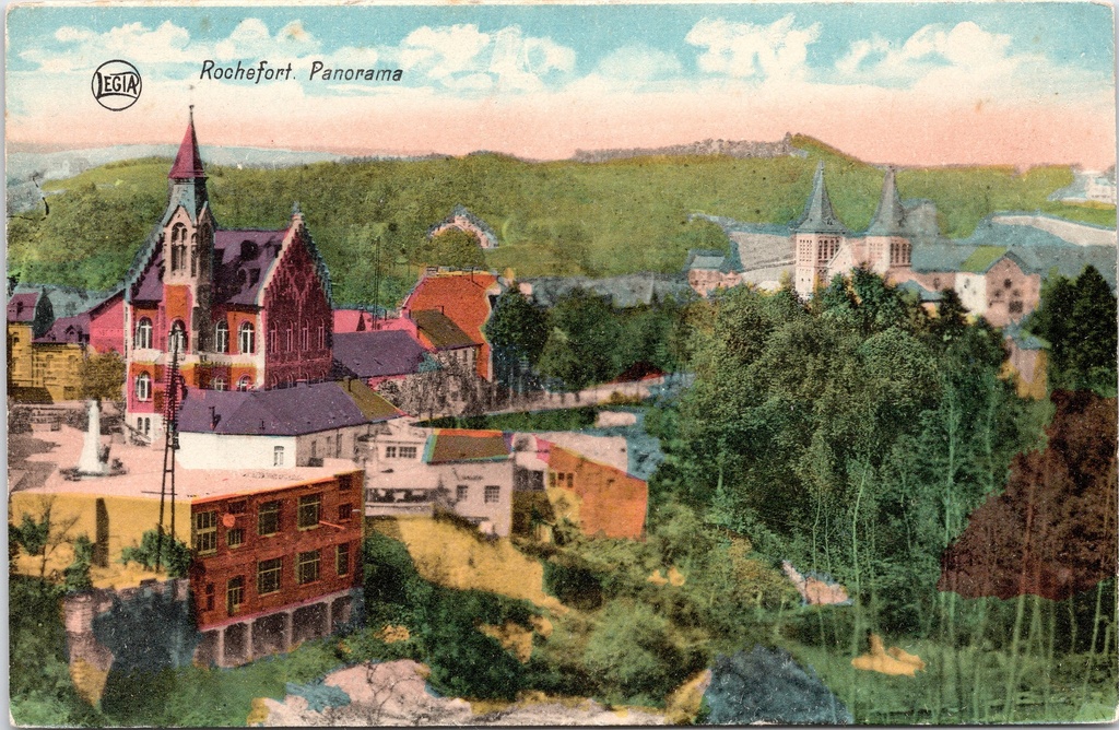Rochefort - "Rochefort. Panorama" - Panoramisch stadsgezicht met kerken en heuvels