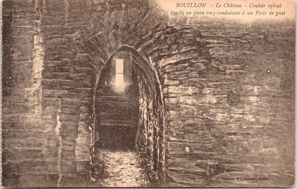 Bouillon - "Le Château - Couloir ogival" - Ogivale gang uitgehouwen in de rots, leidend naar een wachtpost