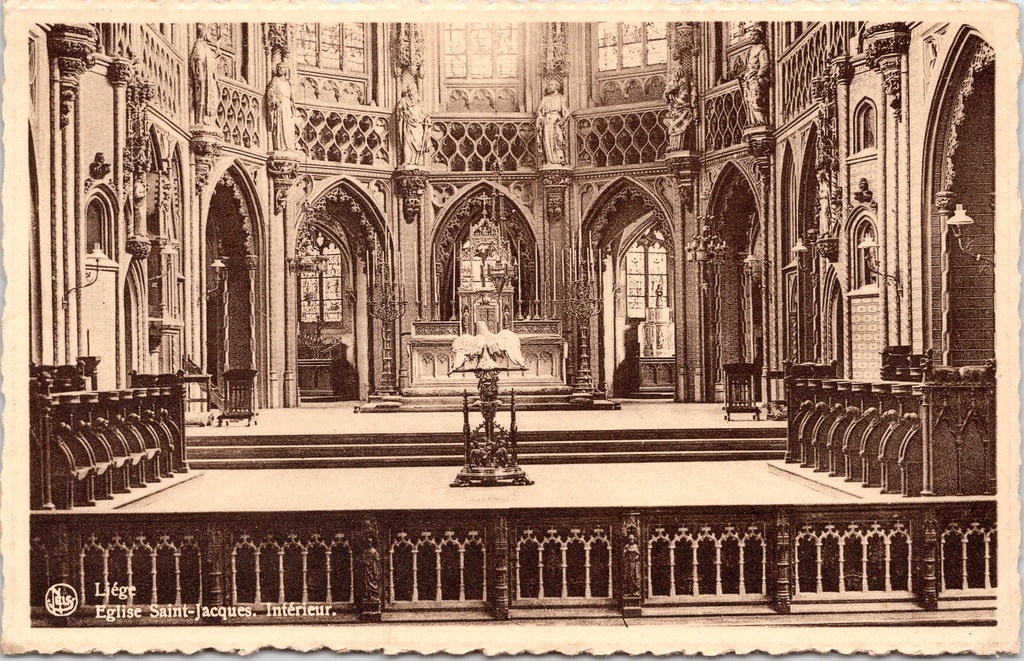 [G1857] Liège - "Eglise Saint-Jacques. Intérieur." - Interieur van de Sint-Jacobskerk