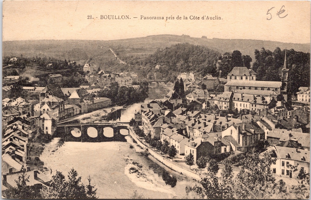 Bouillon - "Panorama pris de la Côte d'Auclin" - Stadspanorama gezien vanaf de Côte d'Auclin