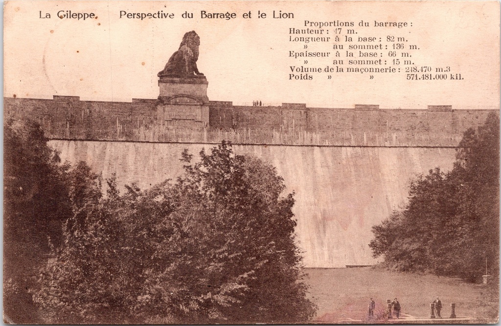 [G1877] Jalhay - "Perspective du Barrage et le Lion" - Dam van de Gileppe met leeuwendam