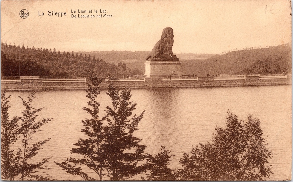 [G1879] Jalhay - "Le Lion et le Lac" - Leeuw op de dam van het meer van La Gileppe