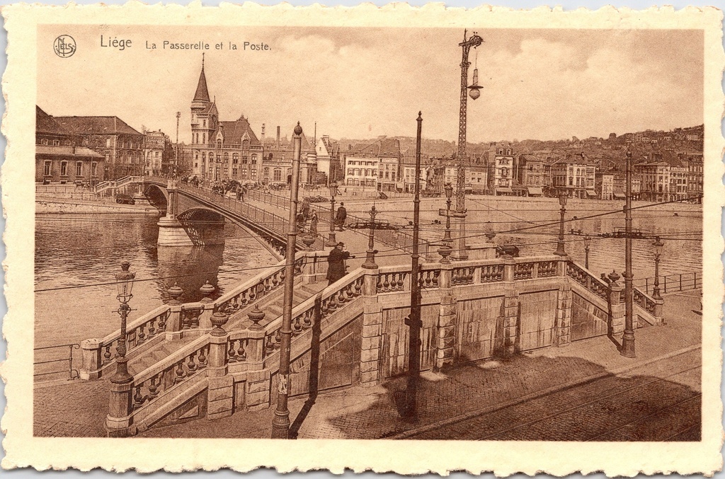 [H1901] Liège - "La Passerelle et la Poste" - De voetbrug en het postkantoor aan de Maas