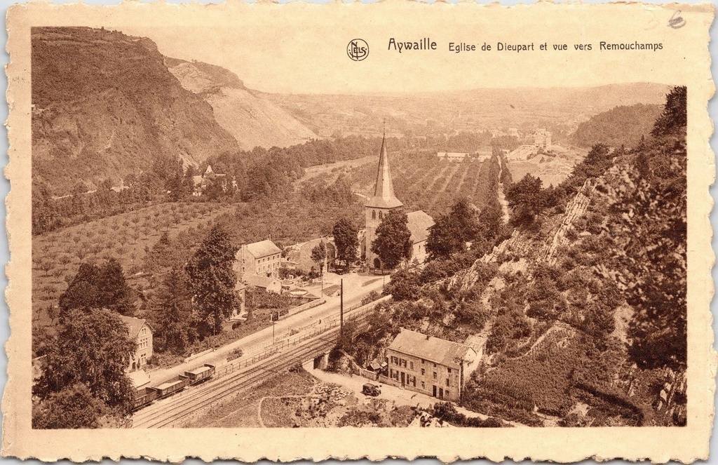 [H1983] Aywaille - "Eglise de Dieupart et vue vers Remouchamps" - Kerk van Dieupart met panoramisch zicht richting Remouchamps