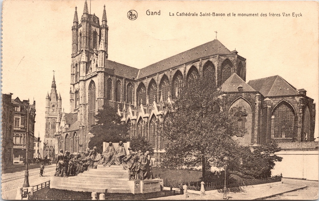 Gent - "La Cathédrale Saint-Bavon et le monument des frères Van Eyck" - Sint-Baafskathedraal met Van Eyck broersmonument