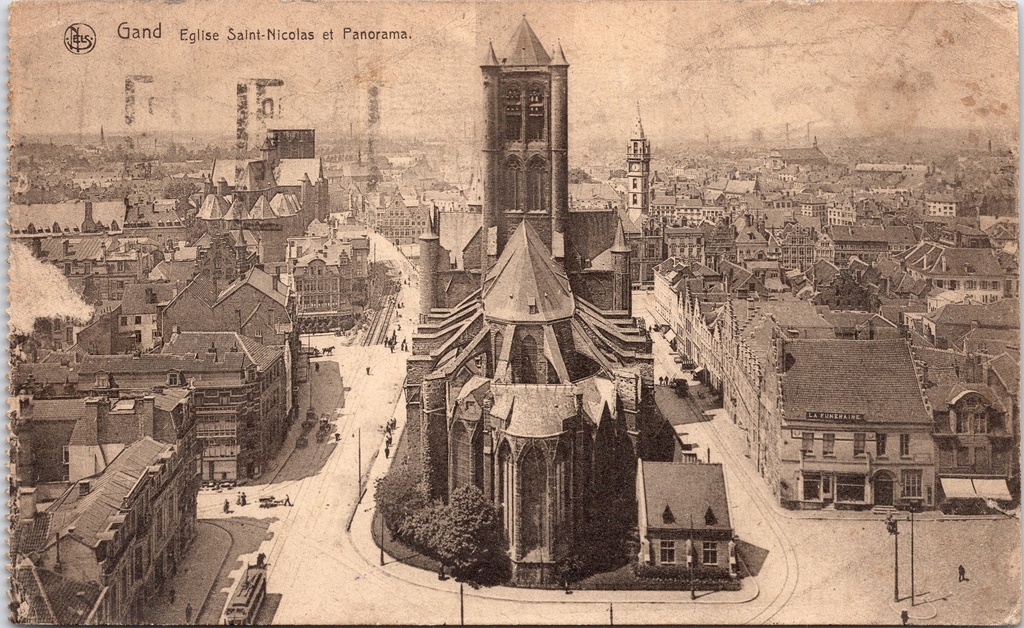 Gent - "Eglise Saint-Nicolas et Panorama" - Sint-Niklaaskerk met stadspanorama