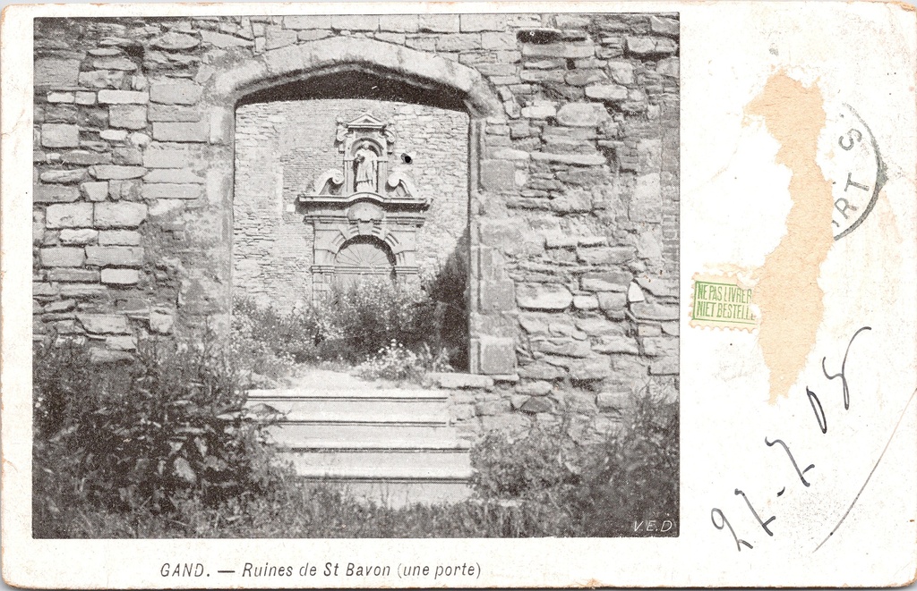 Gent - "Ruines de St Bavon (une porte)" - Ruïnes van de Sint-Baafsabdij, een poort