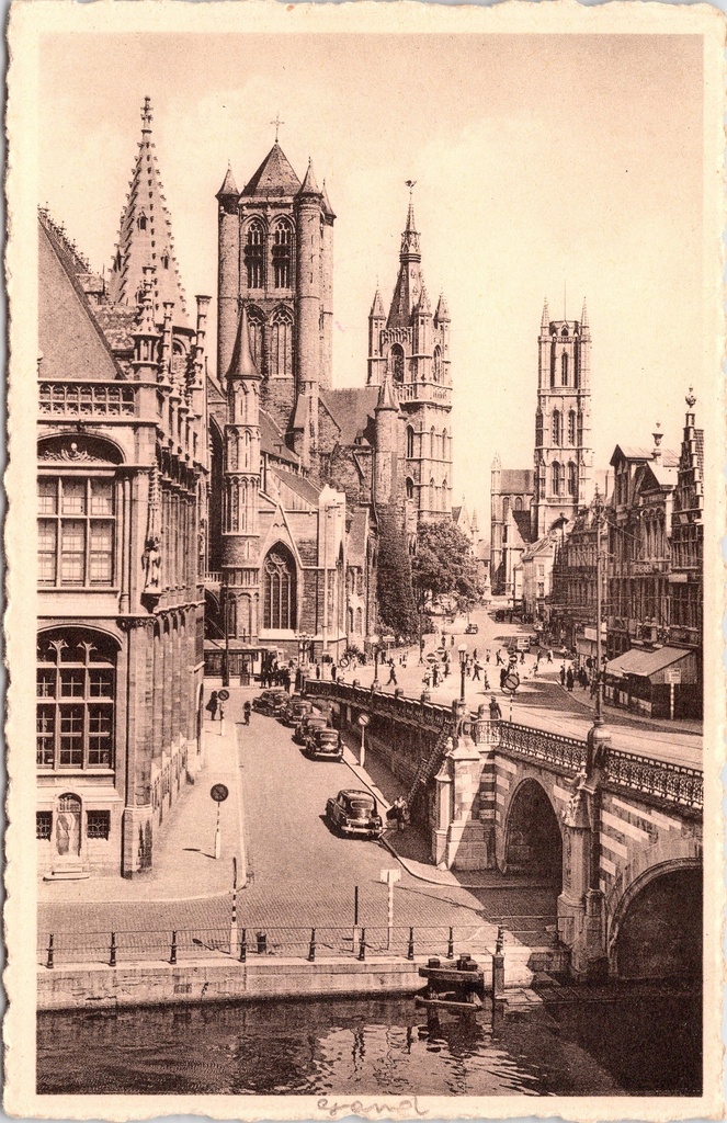 Gent - "Eglise Saint-Nicolas, Beffroi et Eglise Saint-Bavon" - Sint-Niklaaskerk, Belfort en Sint-Baafskathedraal