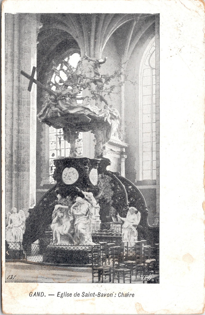 [Gent22215] Gent - "Eglise de Saint-Bavon: Chaire" - Preekstoel van de Sint-Baafskathedraal