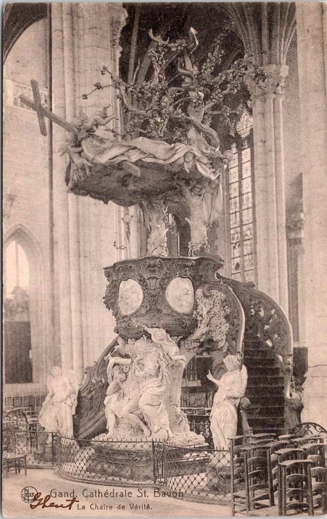 Gent - "Cathédrale St. Bavon - La Chaire de Vérité" - Preekstoel van de Waarheid in de Sint-Baafskathedraal