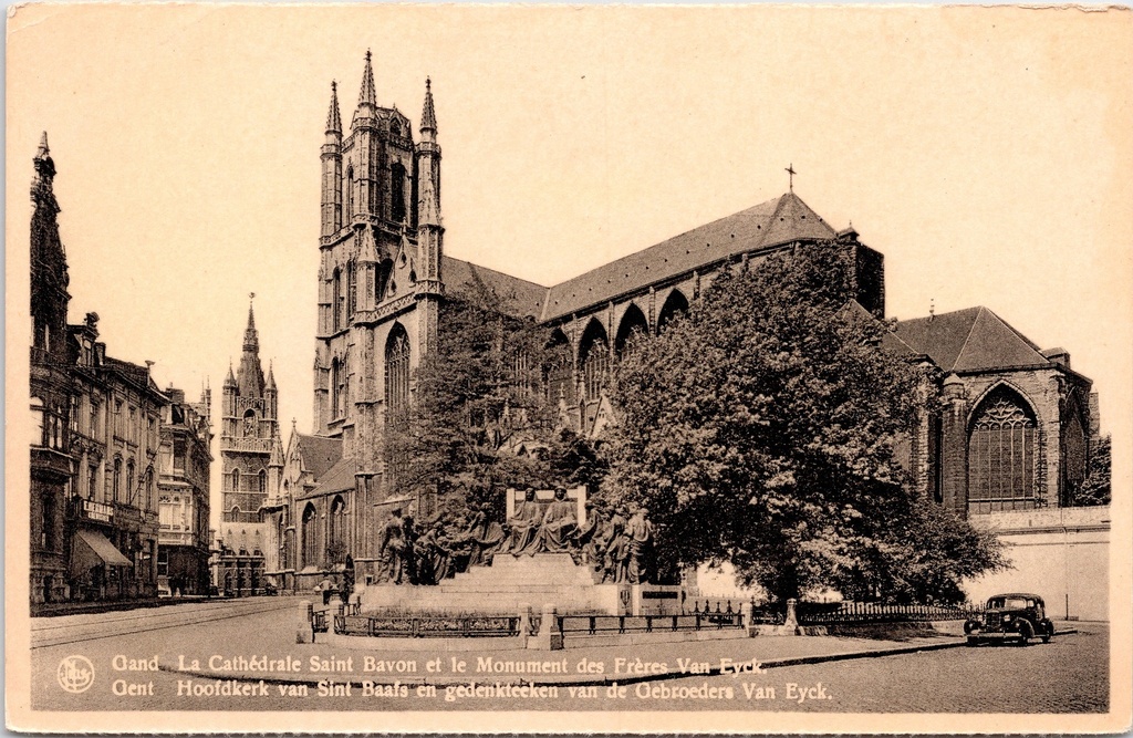 [Gent22253] Gent - "La Cathédrale Saint Bavon et le Monument des Frères Van Eyck" - Sint-Baafskathedraal met Van Eyck monument