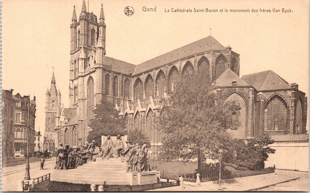 [Gent22335] Gent - "La Cathédrale Saint-Bavon et le monument des frères Van Eyck" - Sint-Baafskathedraal met Van Eyck broersmonument