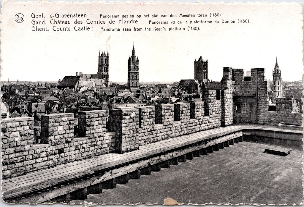[Gent22341] Gent - "'s-Gravensteen" - Panorama vanaf het platform van de grote toren (1180)
