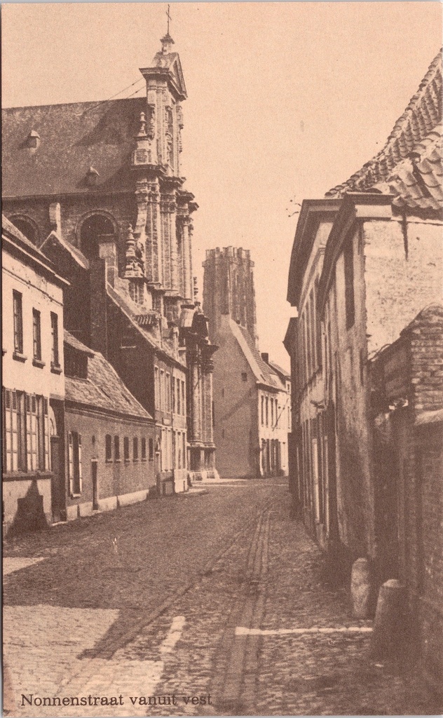 Onbekend - "Nonnenstraat vanuit vest" - Straatgezicht Nonnenstraat gezien vanuit de vestingsgordel