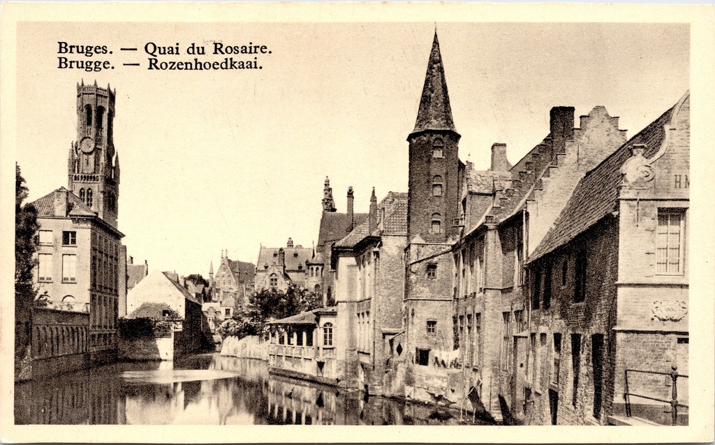 Brugge - "Quai du Rosaire" - Rozenhoedkaai met zicht op het Belfort