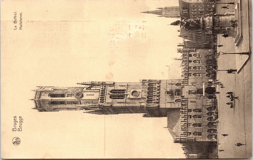 Brugge - "Le Beffroi. Halletoren." - Het Belfort met Lakenhallen op de Markt