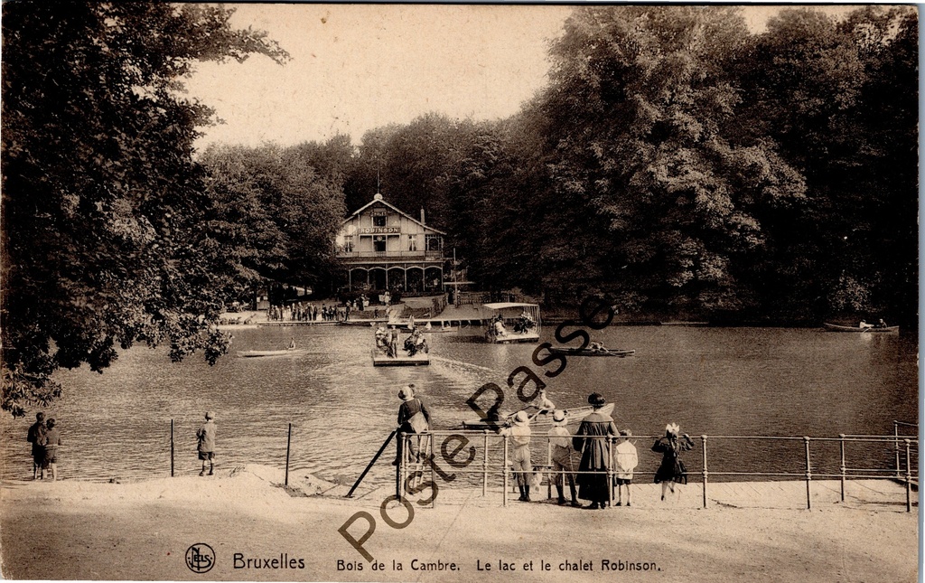 [Brussel0456] Brussel - "Bois de la Cambre. Le lac et le chalet Robinson" - Vijver en Chalet Robinson in het Terkamerenbos