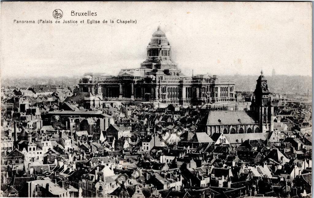 [Brussel0638] Brussel - "Panorama (Palais de Justice et Eglise de la Chapelle)" - Panoramisch zicht op Justitiepaleis en Kapellekerk