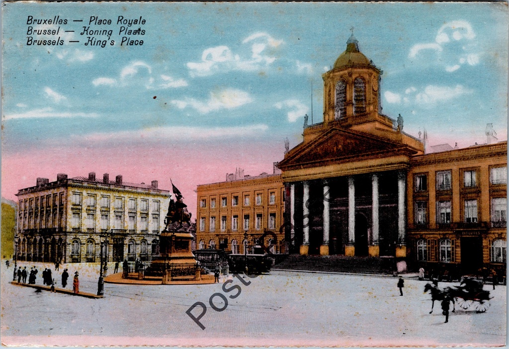 Brussel - "Place Royale" - Koningsplein met Sint-Jacobskerk