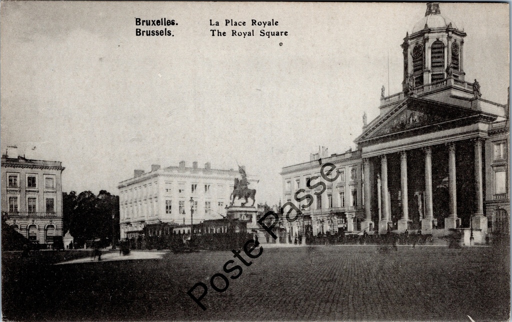 [Brussel0504] Brussel - "La Place Royale" - Koningsplein met Sint-Jacobskerk en standbeeld Godfried van Bouillon
