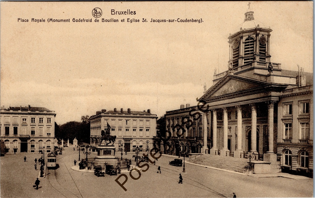 [Brussel0428] Brussel - "Place Royale (Monument Godefroid de Bouillon et Eglise St. Jacques-sur-Coudenberg)" - Koningsplein met standbeeld Godfried van Bouillon en Sint-Jacobskerk op de Coudenberg