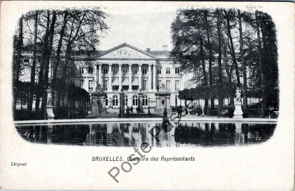 Brussel - "Chambre des Représentants" - Kamer van Volksvertegenwoordigers met vijver