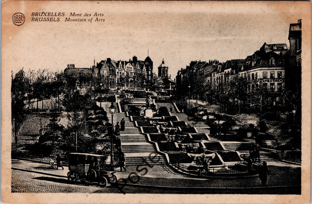 [Brussel0378] Brussel - "Mont des Arts" - Kunstberg met waterval uit 1910